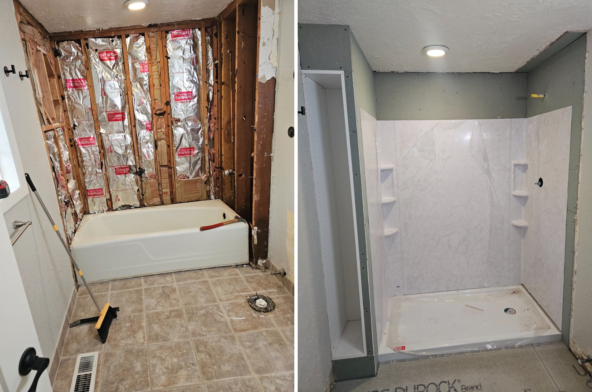 Bathtub converted into a shower